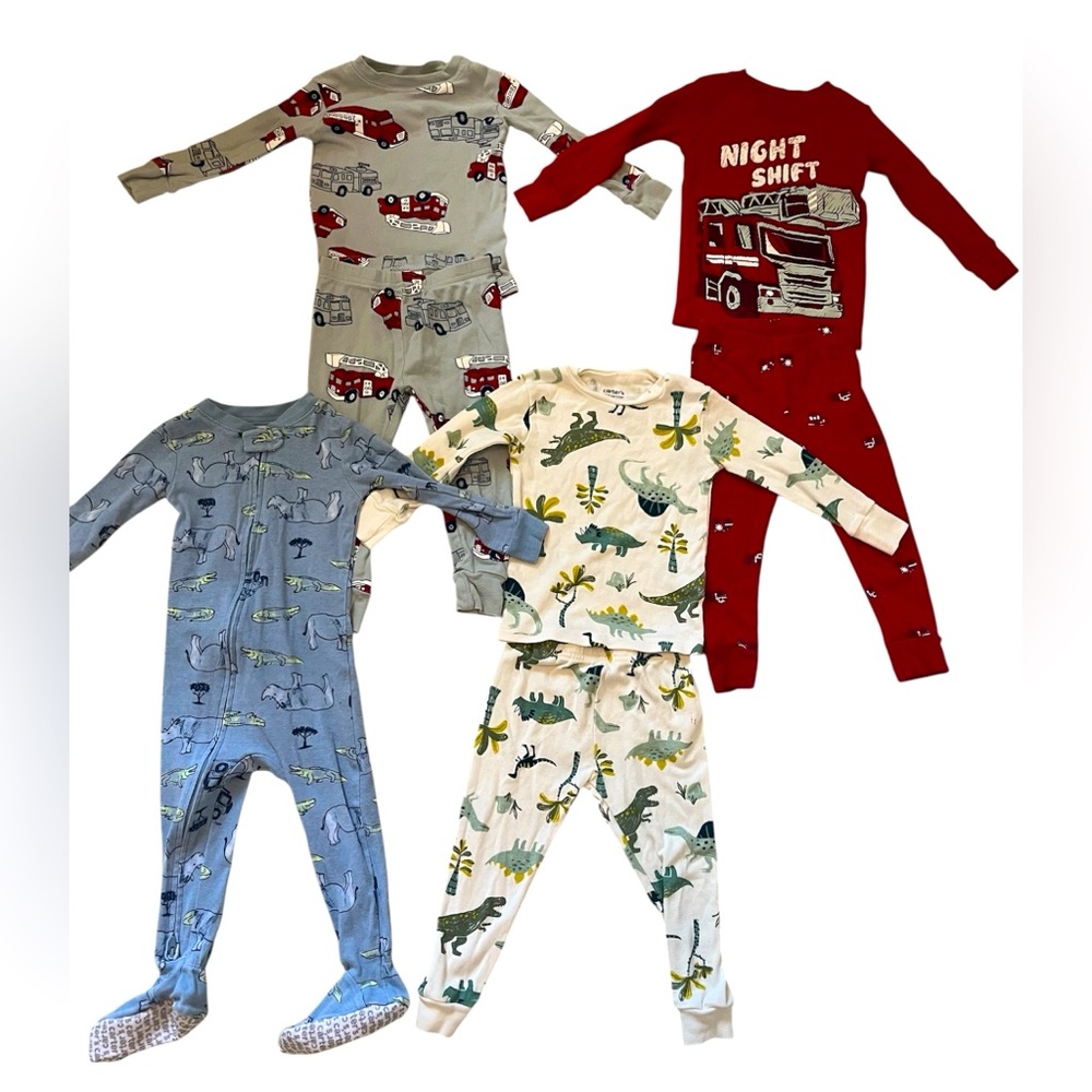 Carter’s Set of 4 Boys Dinosaur Safari Fire Truck Pajamas